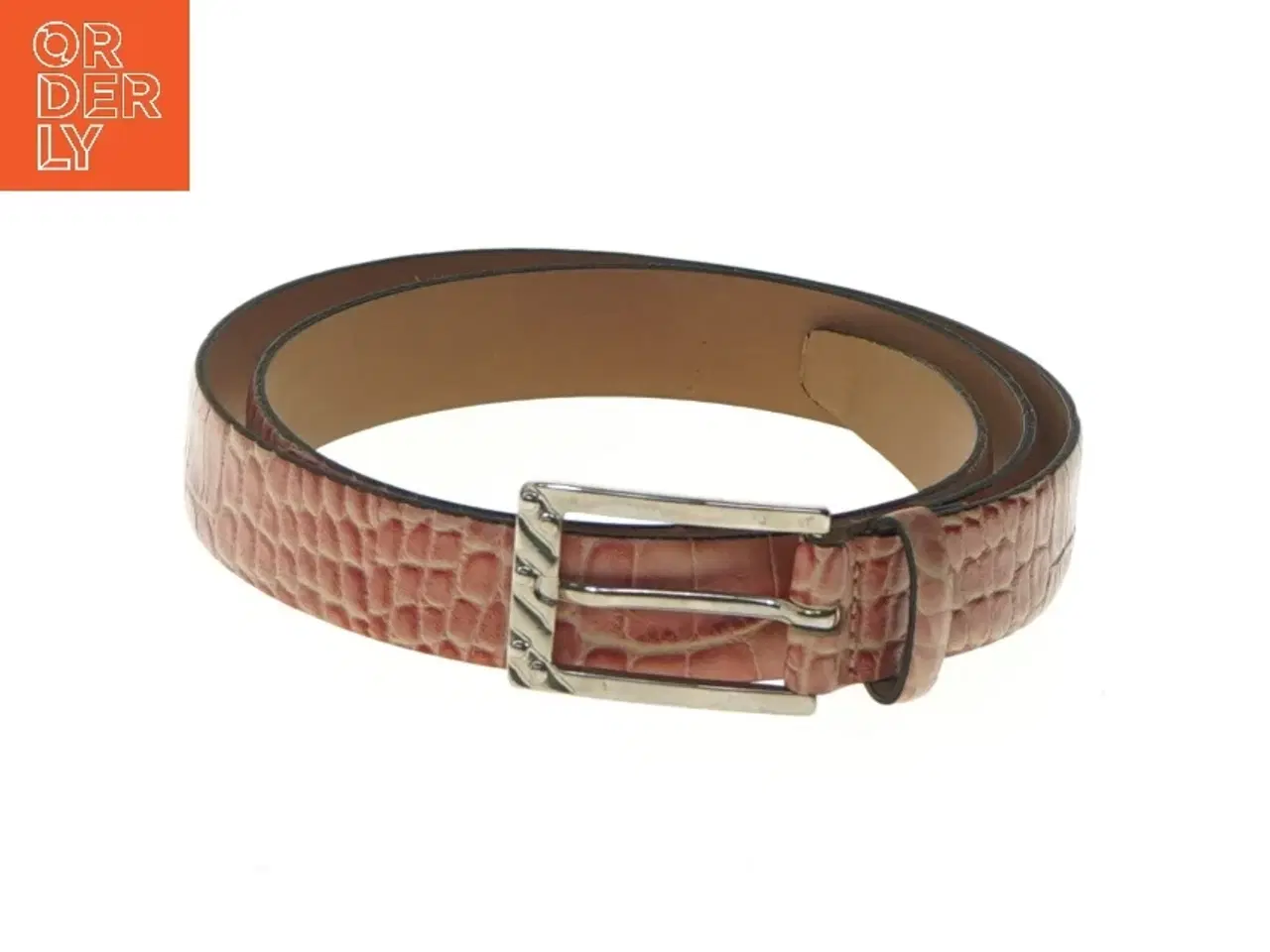 Billede 1 - Læderbælte med krokodilleskindmønster (str. 100 cm)