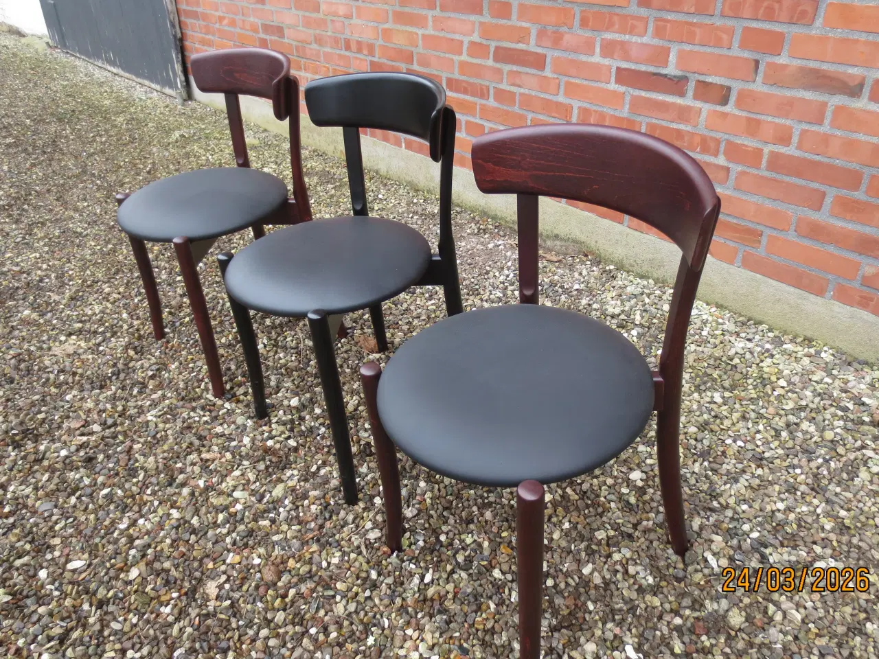 Billede 1 - 3 stk Høffer Spisestole med sort læder