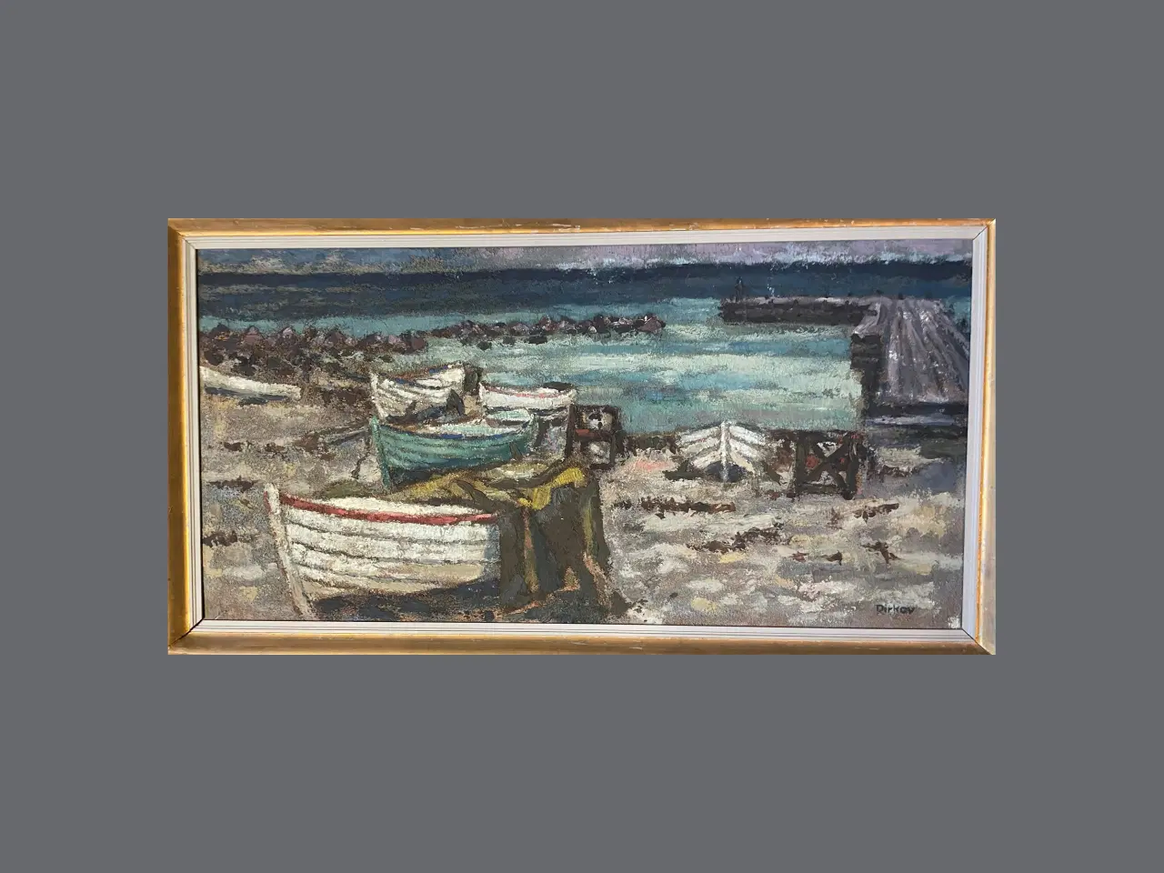 Billede 1 - Finn Dirkov maleri. Boderne Bornholm. Olie på lærr