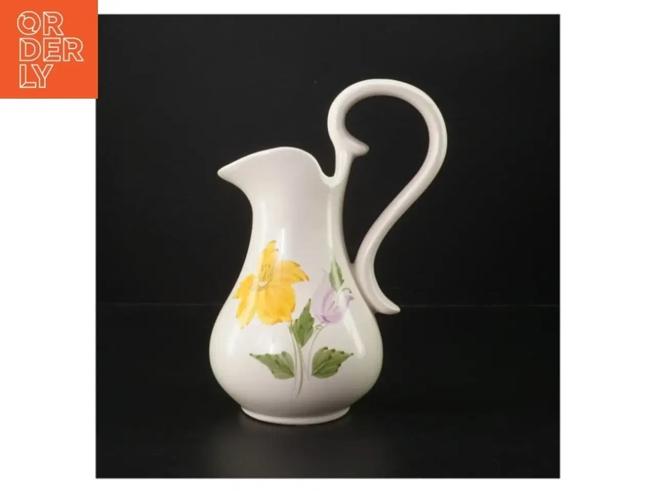 Billede 1 - Keramikkande med blomstermotiv (str. K. 23 cm. ø. 13 cm)