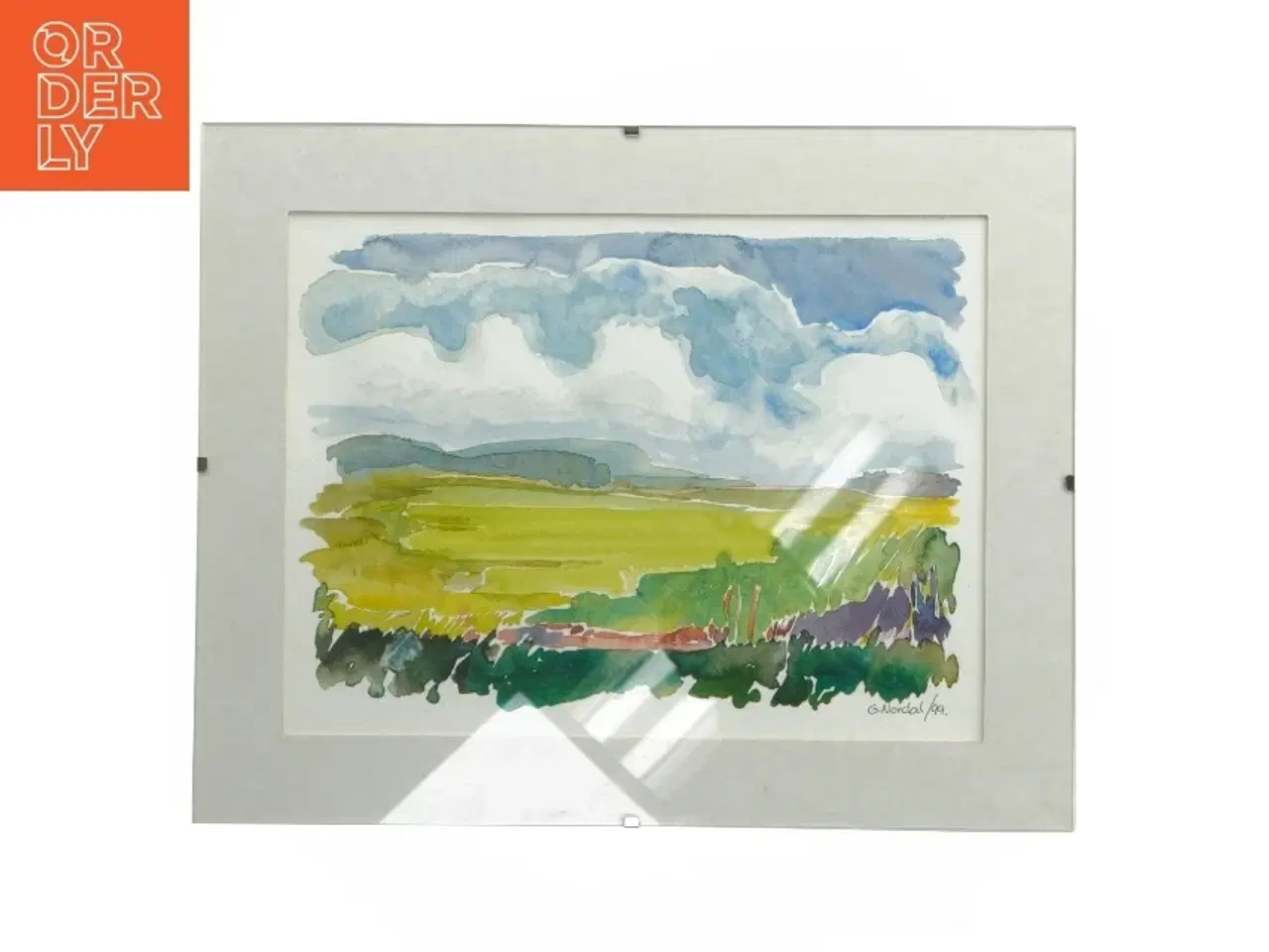 Billede 1 - Akvarel landskabsmaleri i ramme (str. 30x24 cm)