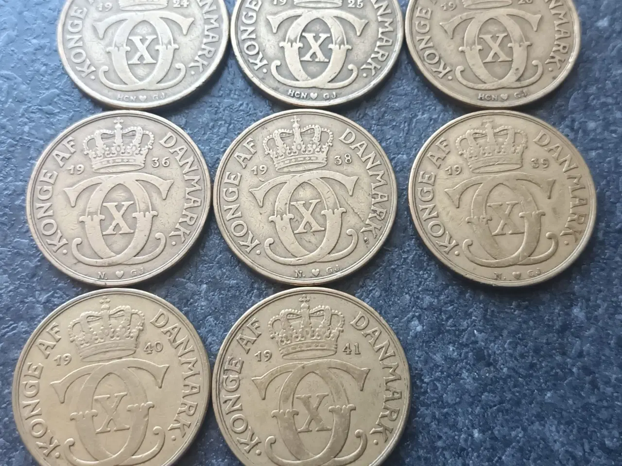 Billede 1 - 2 Kr 1924 til 1941 komplet serie 8 stk