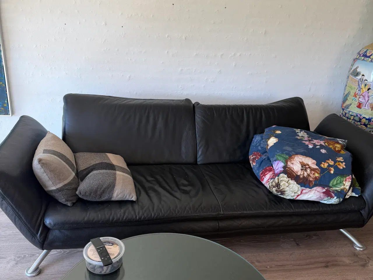 Billede 3 - Sofagruppe i sort læder 