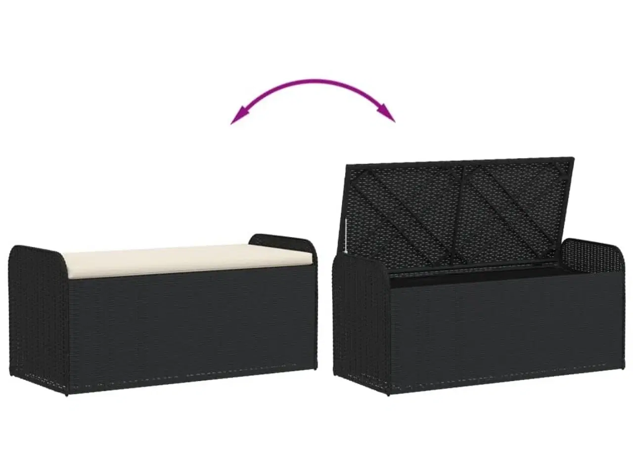 Billede 7 - Opbevaringsbænk med hynde 115x51x52 cm polyrattan sort