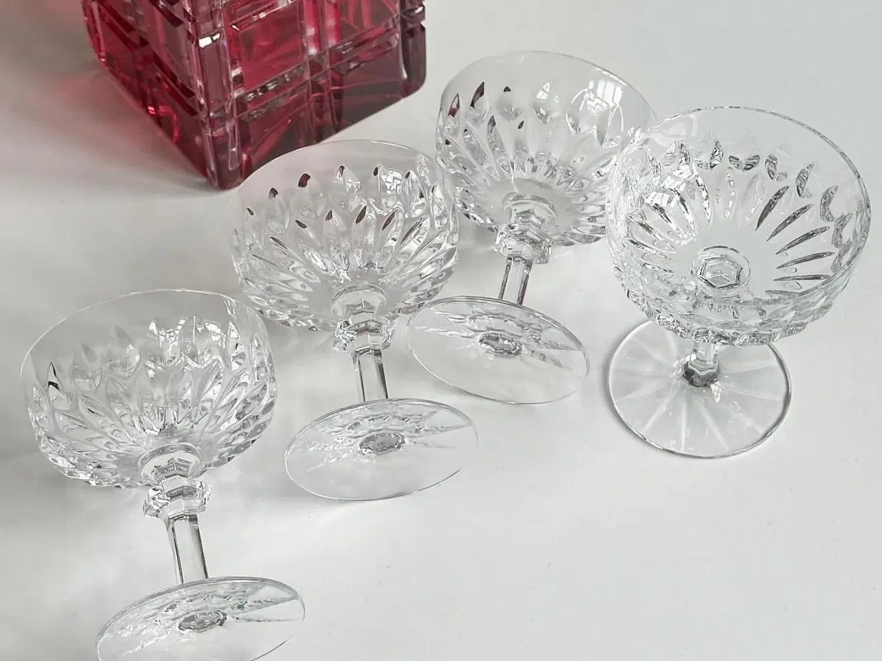 Billede 3 - Likørskåle, krystalglas, 4 stk samlet