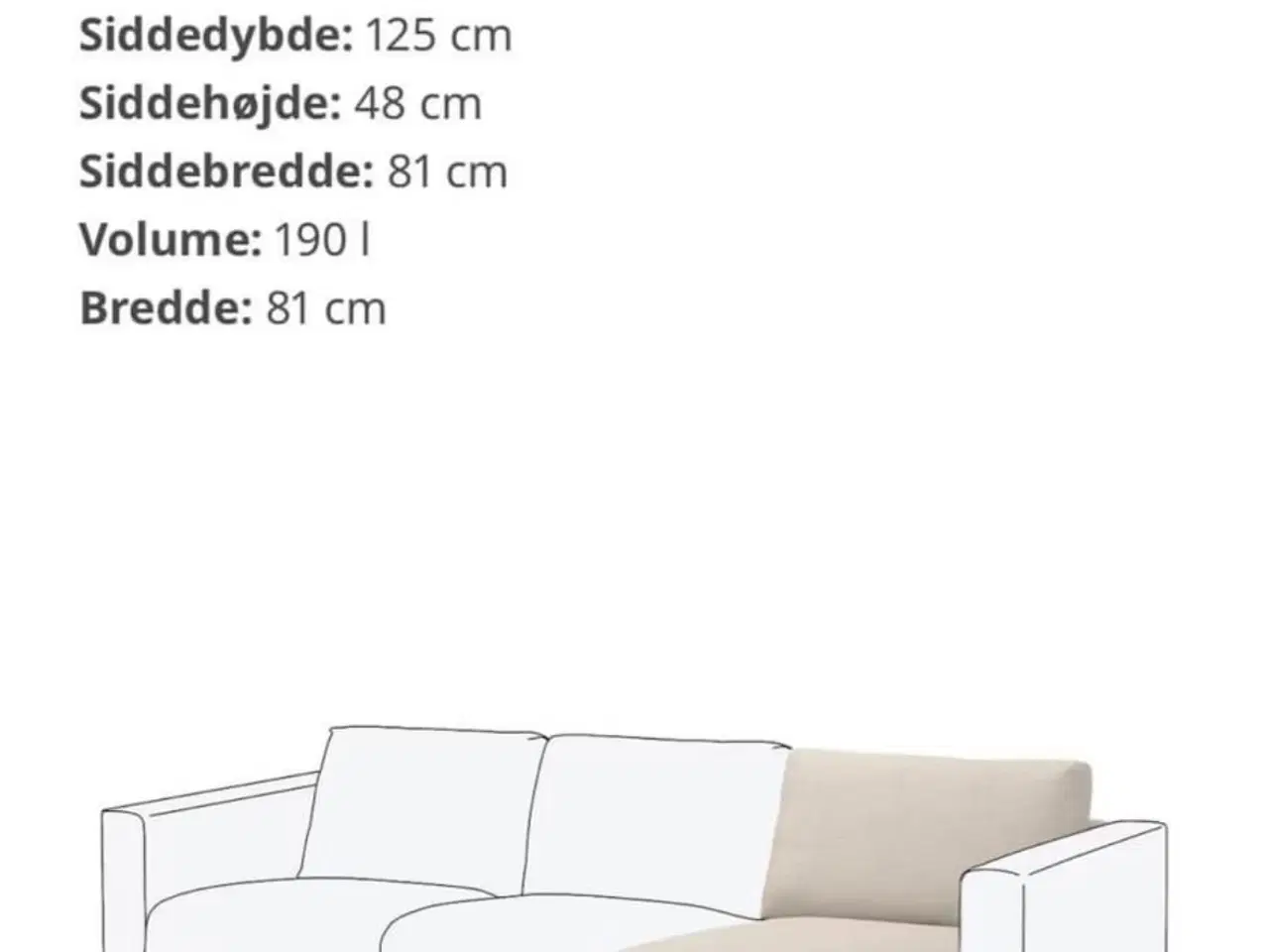 Billede 2 - Vimle chaiselong sofa IKEA
