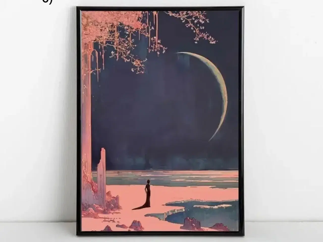 Billede 1 - * Lærredsmaleri/tryk; Kvinde og måne