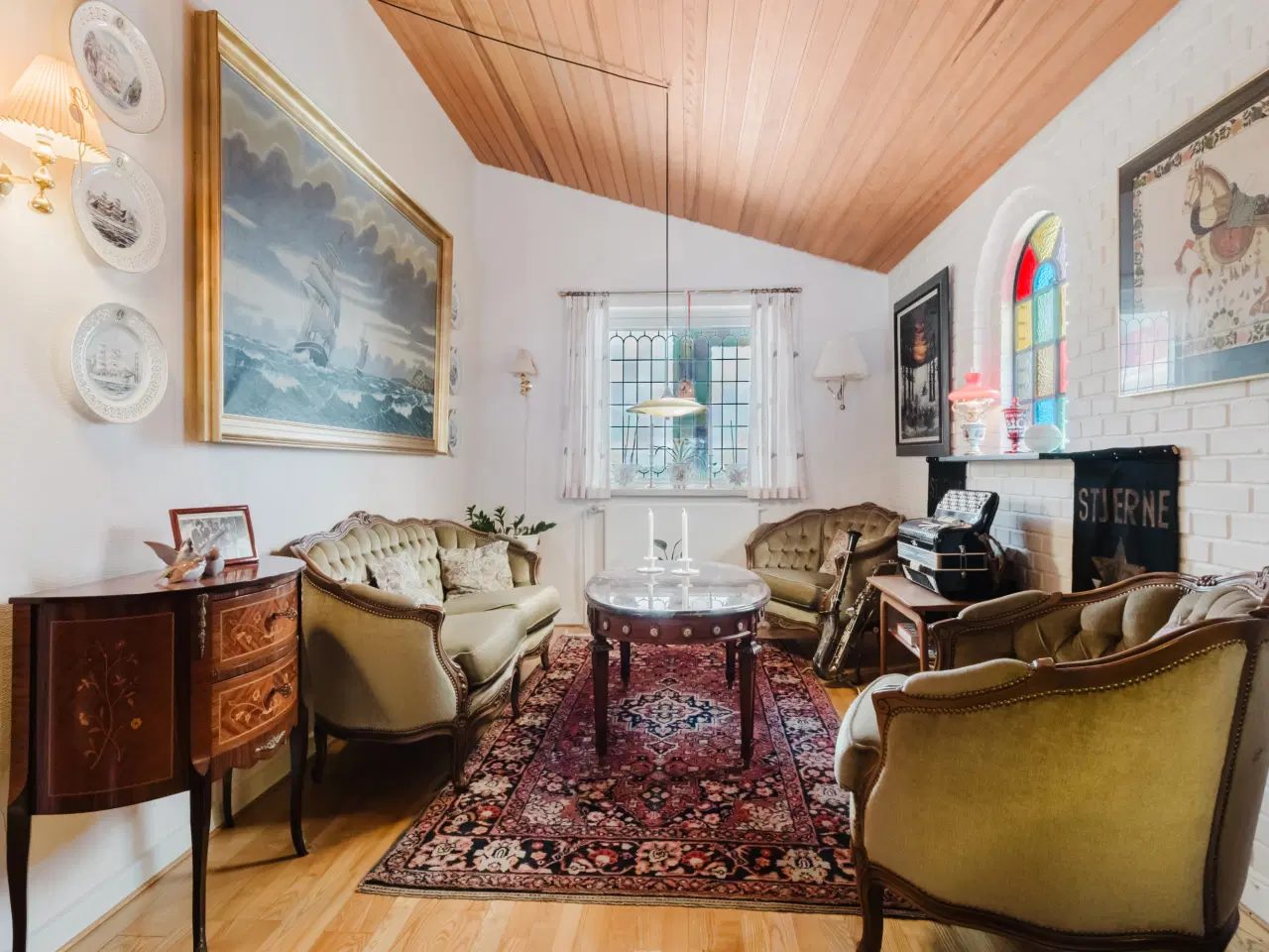 Billede 2 - Rokokosæt, 2 stole, 2 pers sofa og marmor-sofabord