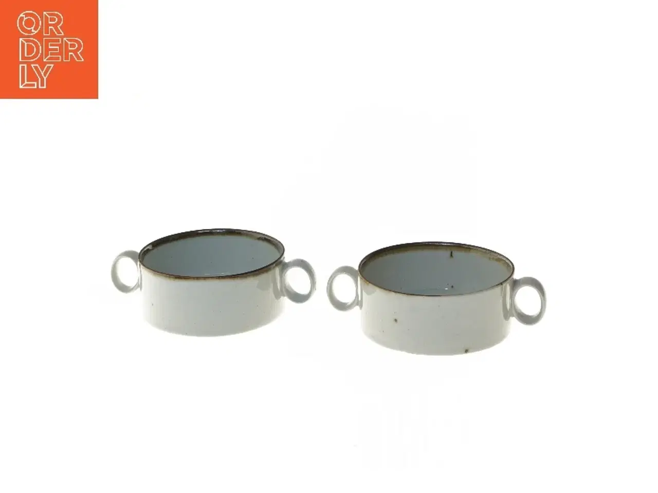 Billede 1 - Sæt af to hvide suppeskåle med håndtag fra Dansk (str. Ø 12x5 cm)