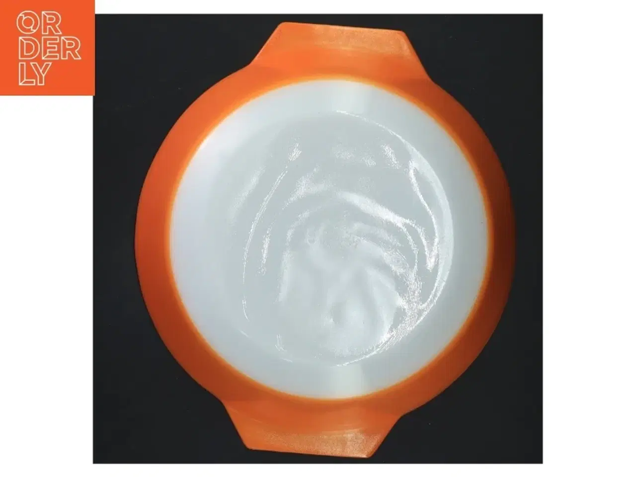 Billede 2 - Vintage Orange glasfad med låg  (str. Ø 19x6 cm)