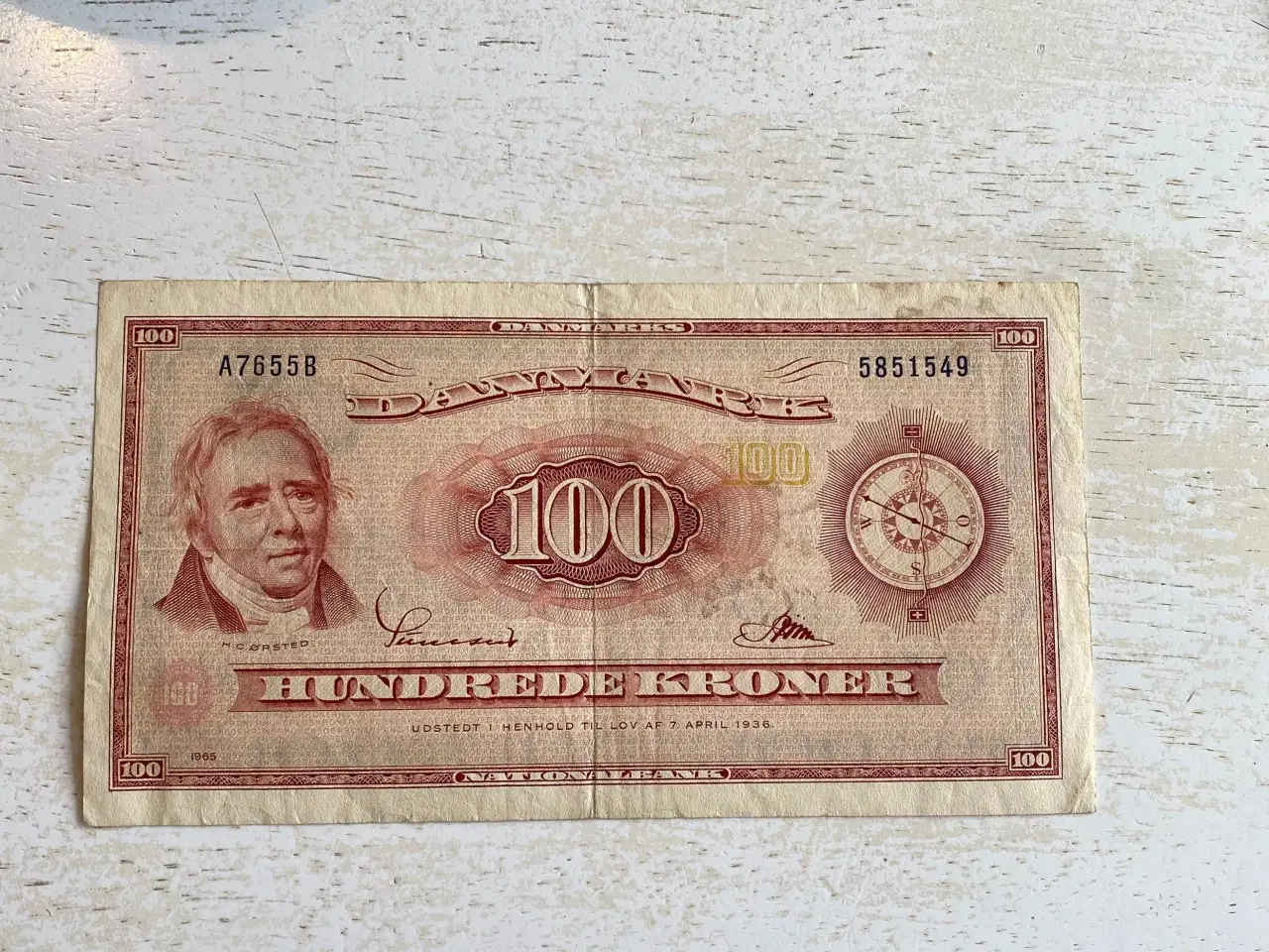 Billede 2 - NEDSAT - 100 kr. seddel fra 1965