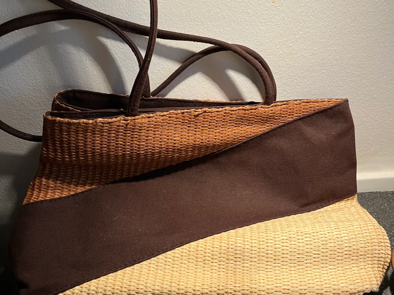 Billede 1 - Pancani skyldertaske i kanvas og strå