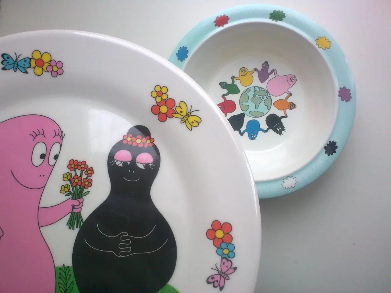 Billede 14 - Børnetallerken x 2 RETRO håndmalet m høns o.a.