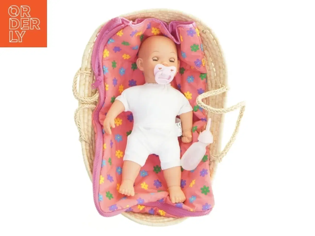 Billede 1 - Baby dukke i kurv (str. Kurv 47 x 30 x 13 cm dukke 37 cm)