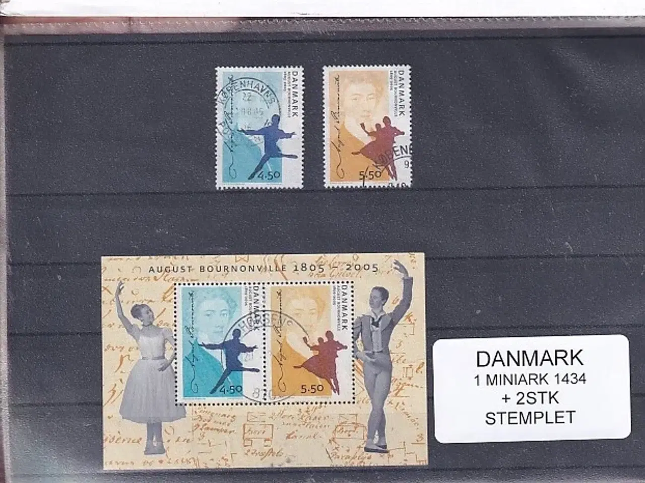 Billede 1 - Danmark - Miniark 1434 + enkeltmærker - Stemplet