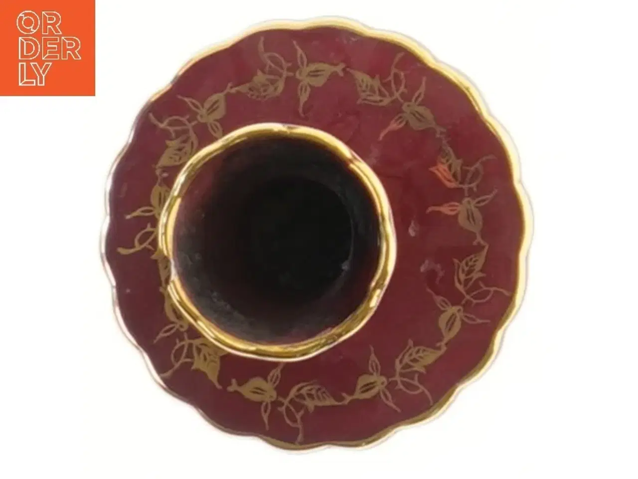 Billede 2 - Lysestage med tallerken, rød og guld fra Søholm (str. 5,5 cm)