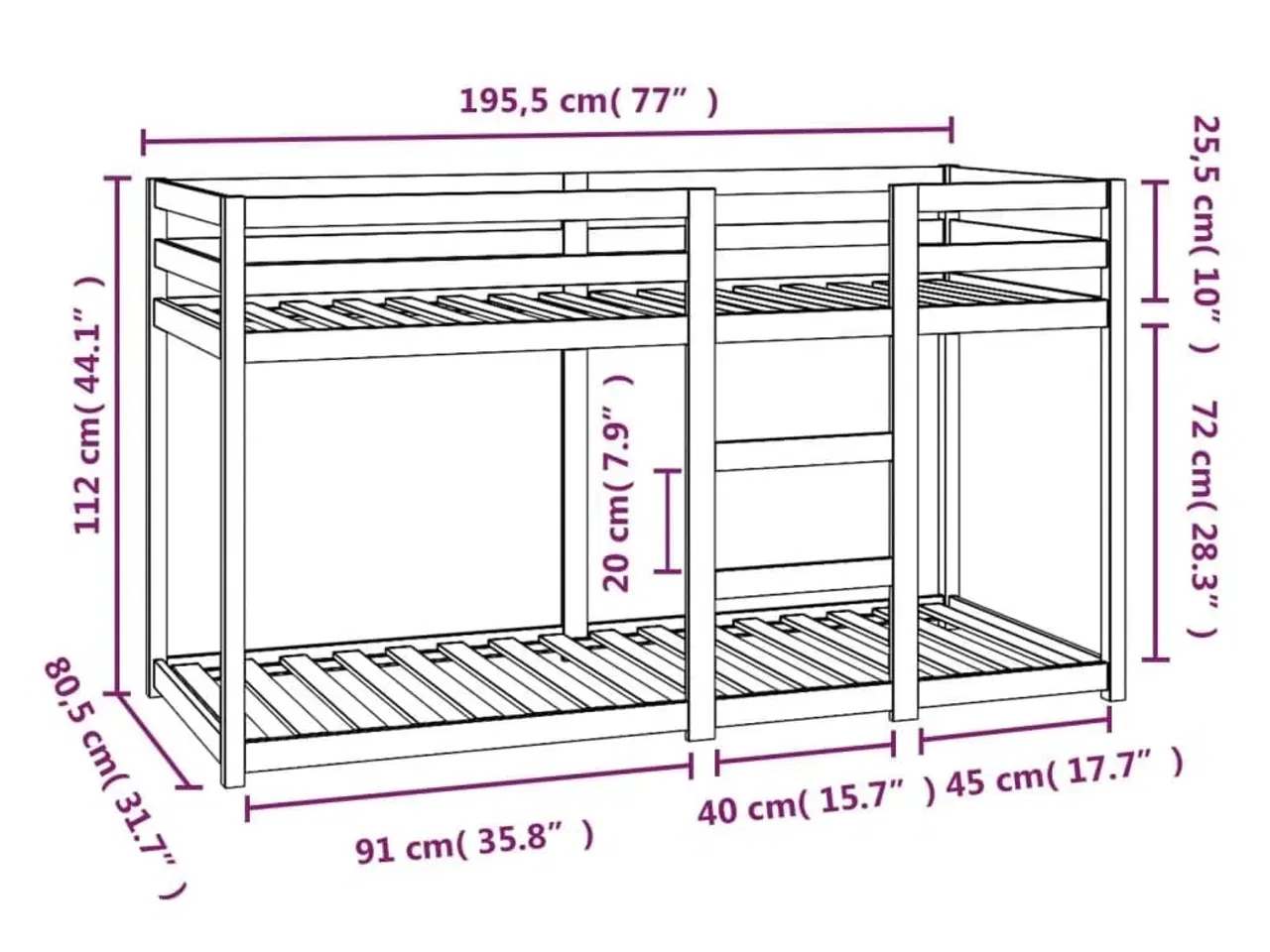 Billede 8 - Køjeseng 75x190 cm massivt fyrretræ