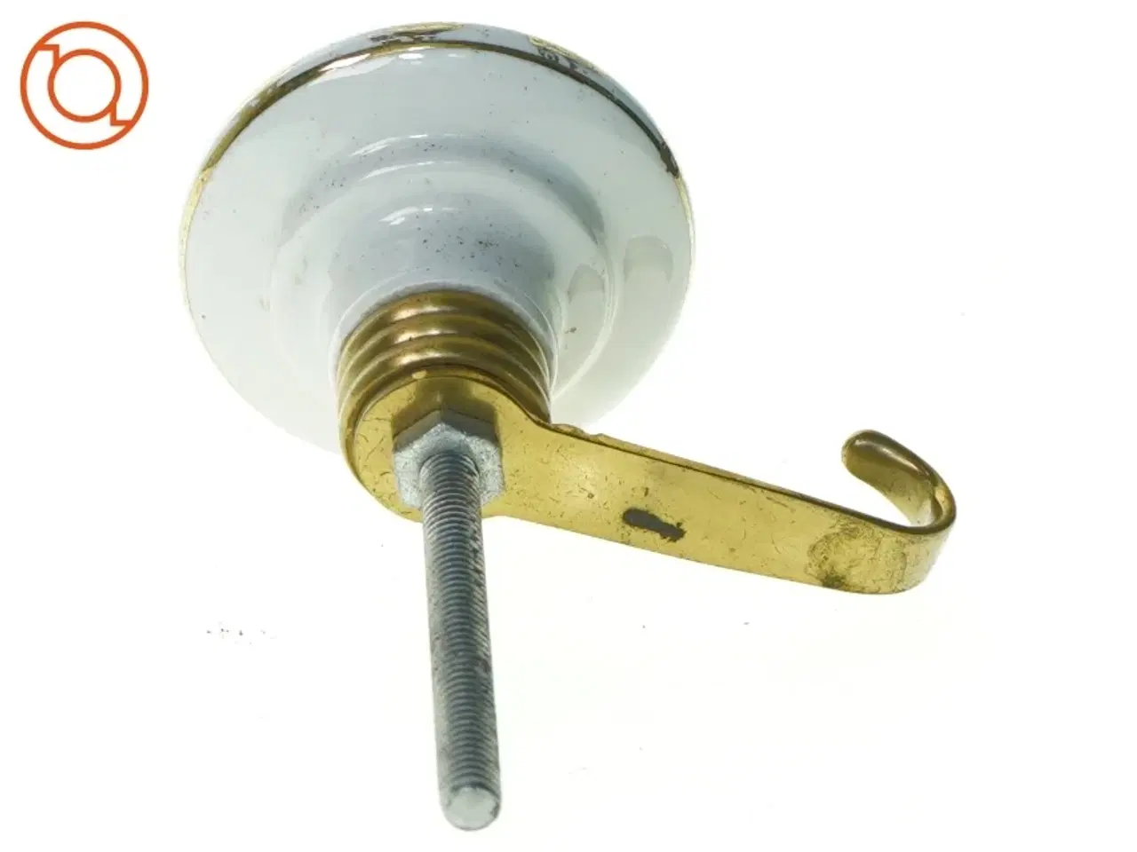 Billede 4 - Porcelæn Dørhåndtag Greb med Messing Knage (str. 12 x 7 cm)