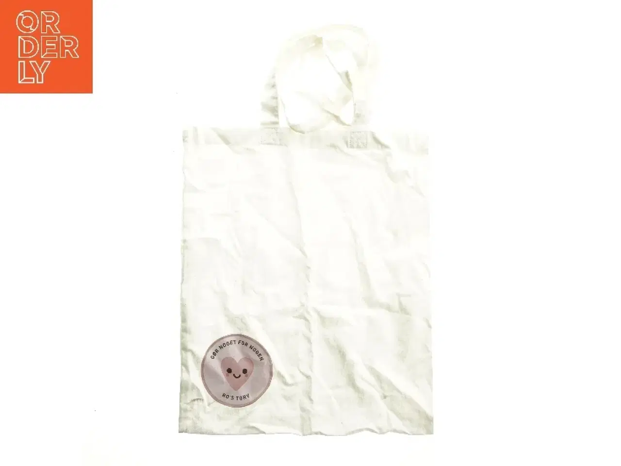 Billede 1 - Hvid stofpose med print (str. 37x42 cm)