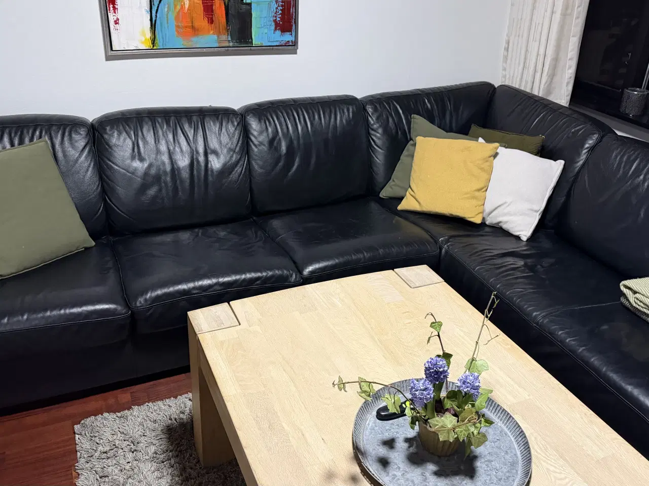 Billede 1 - Lædersofa med chaiselong