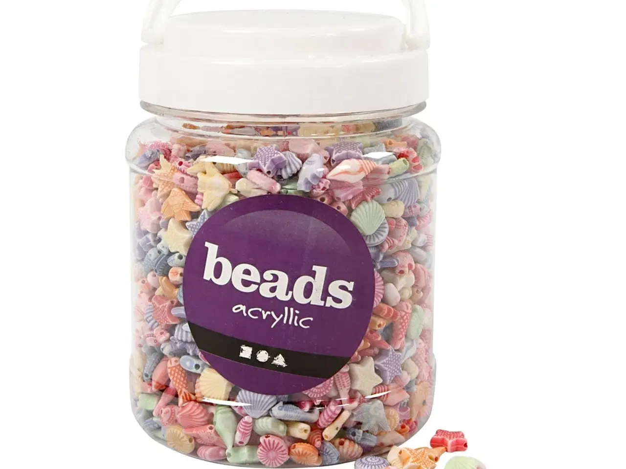 Billede 1 - Pastelperler, str. 9-12 mm, hulstr. 1,2 mm, 500 g, 700ml/ 1 ds.