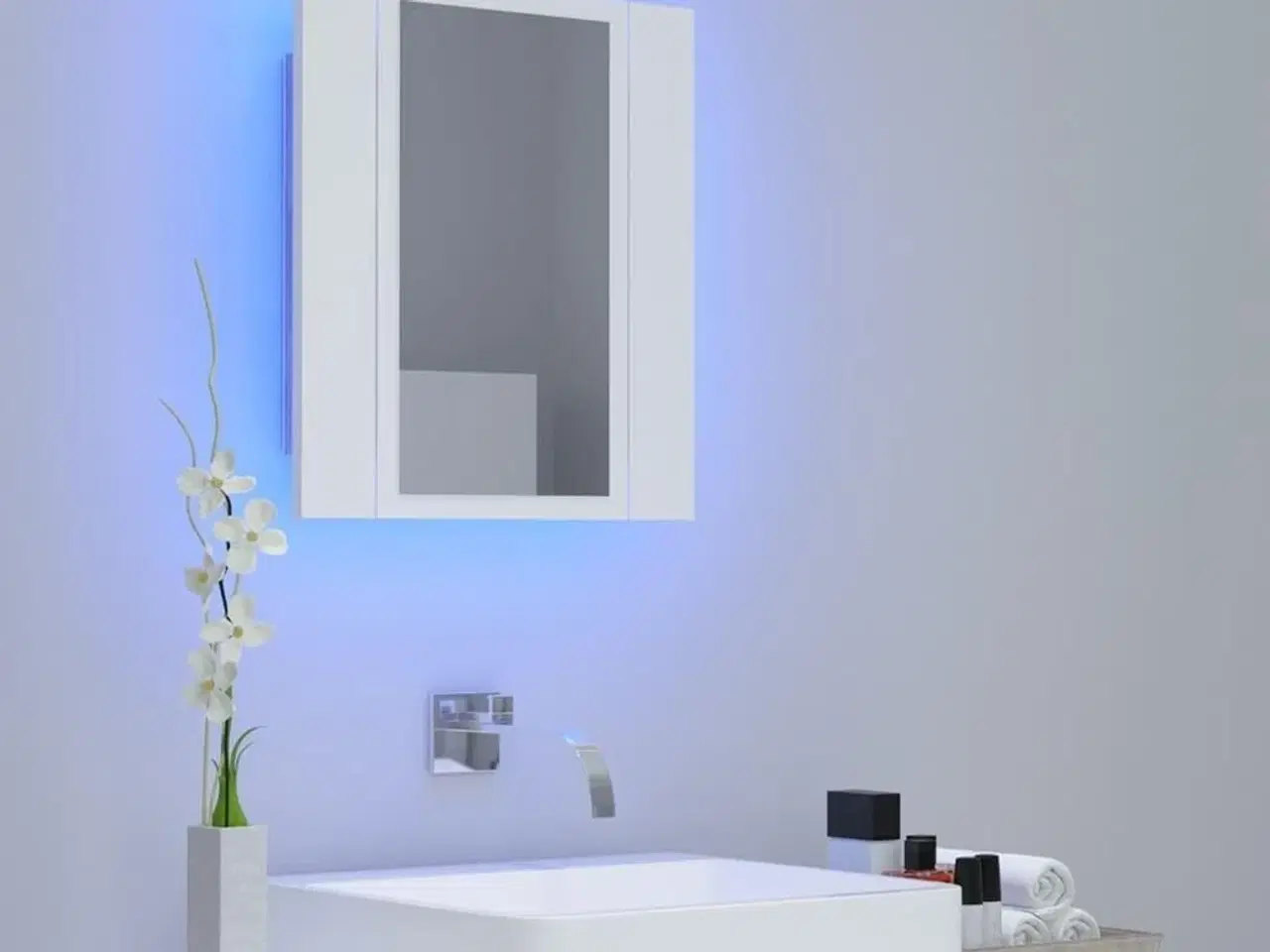 Billede 3 - Badeværelsesskab med LED-lys 40x12x45 cm akryl hvid