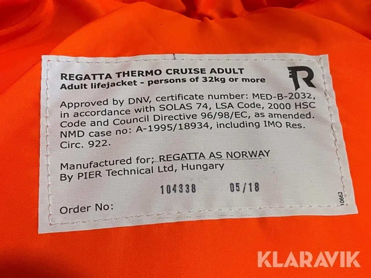 Billede 10 - Redningsveste Regatta Thermo Cruise Adult 20 styk
