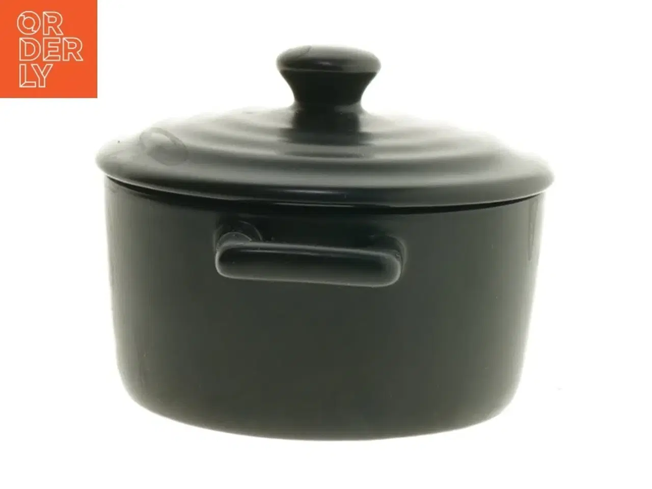 Billede 2 - Sort støbejernsgryde med låg (str. Ø. 11,5 cm. længde, 14,5 cm)