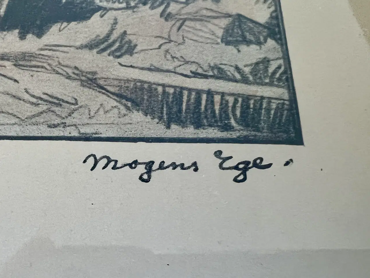 Billede 2 - Mogens Ege litografi med akvarel farver