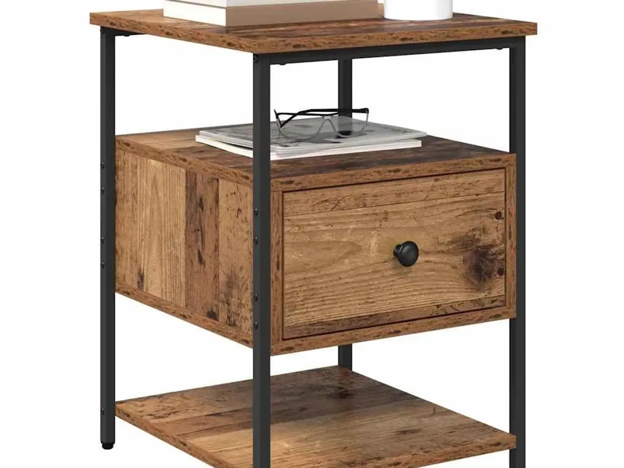 Billede 3 - Natskab med skuffe Gammelt træ 40 x 42 x 56 cm Konstrueret træ