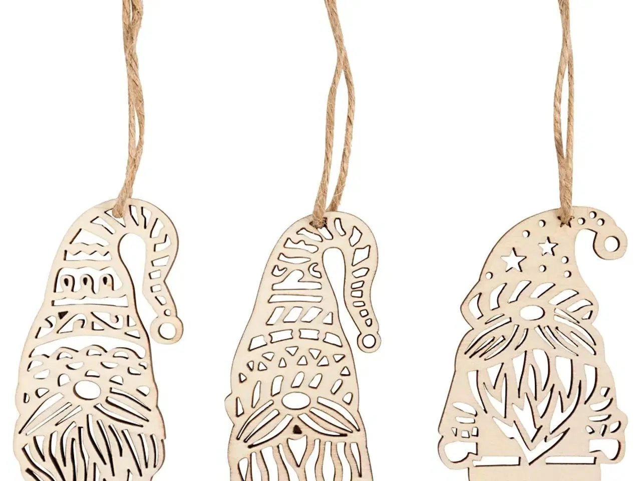 Billede 1 - Næsenisse Træophæng - 6 stk. til Julepynt