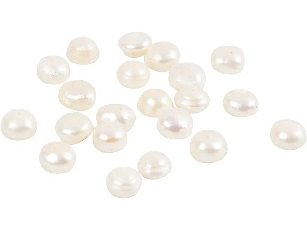Billede 1 - Ferskvandsperler, str. 4-6 mm, hulstr. 1 mm, perlemor, 40cm/ 1 pk.