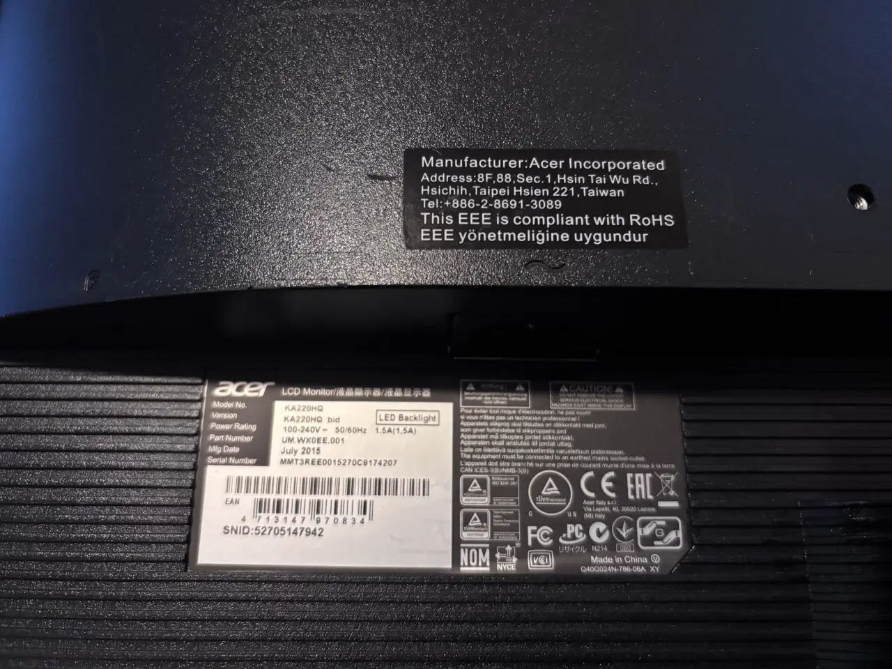 Billede 2 - Acer skærm 20”