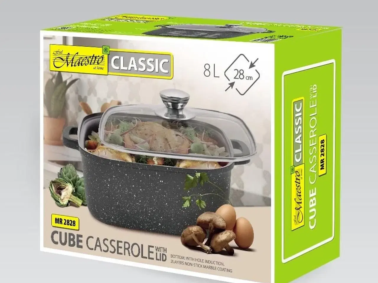 Billede 3 - Gryde med låg 28 cm – Maestro, 8 l, sort