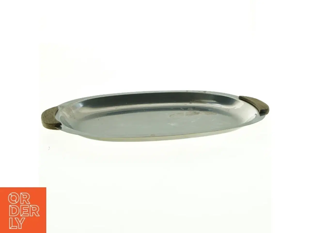 Billede 3 - Oval metalbakke med træhåndtag (str. 33 x 22 cm)