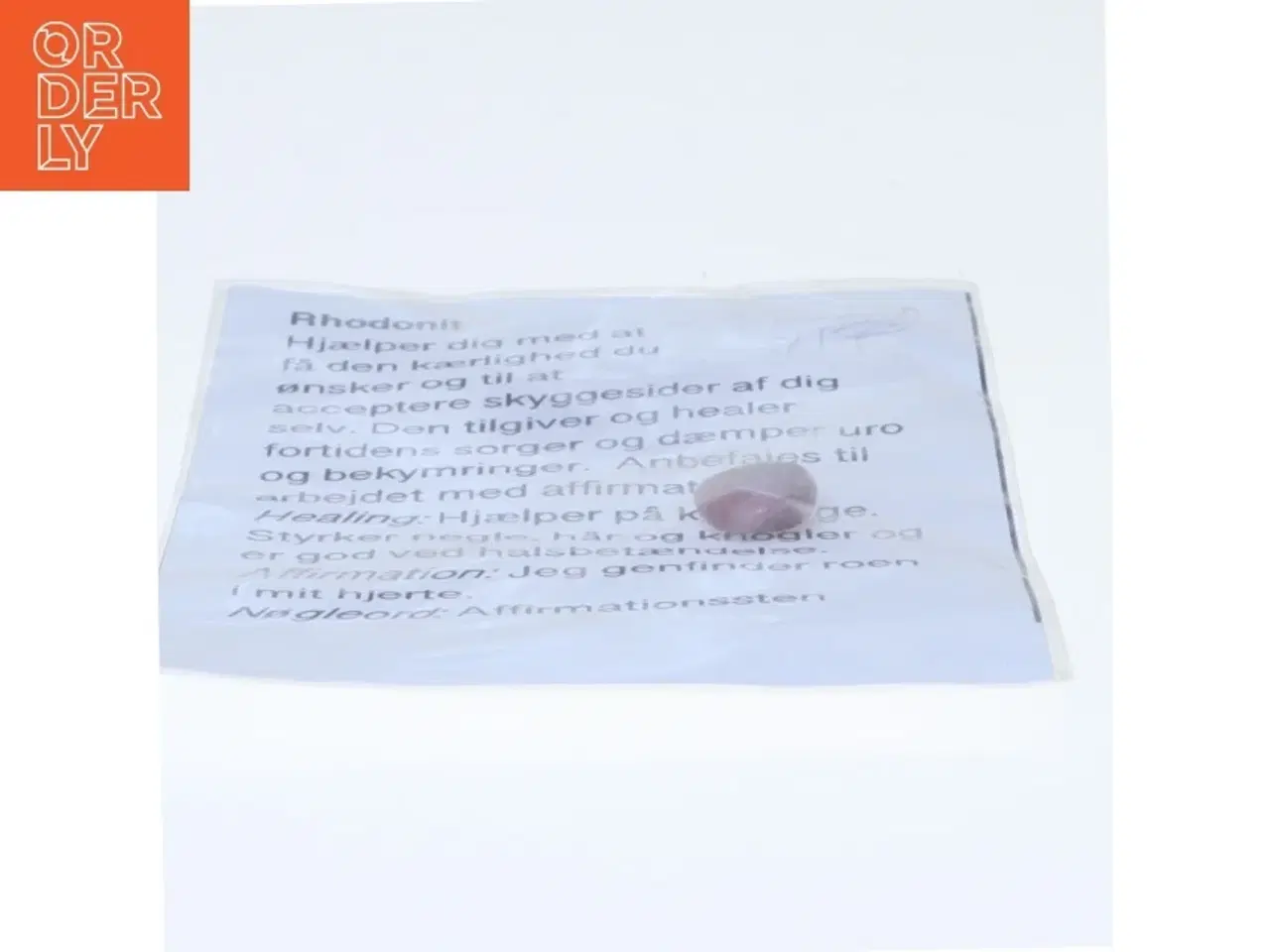 Billede 1 - Rhodonit sten med affirmationskort (str. 1x1 cm)