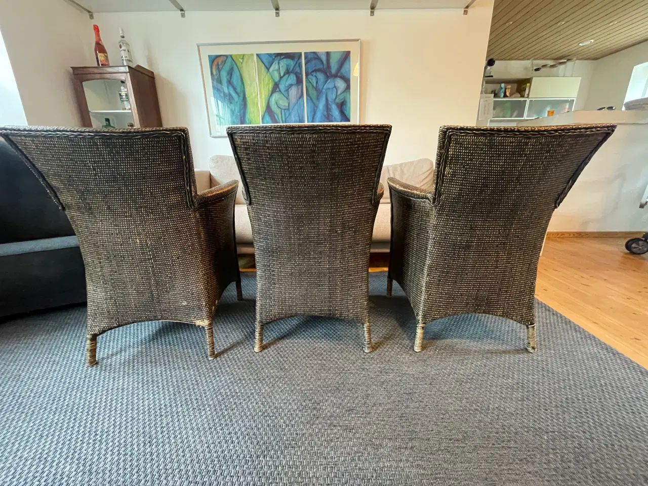 Billede 2 - 6 flotte stole med armlæn og indbyggede hynder