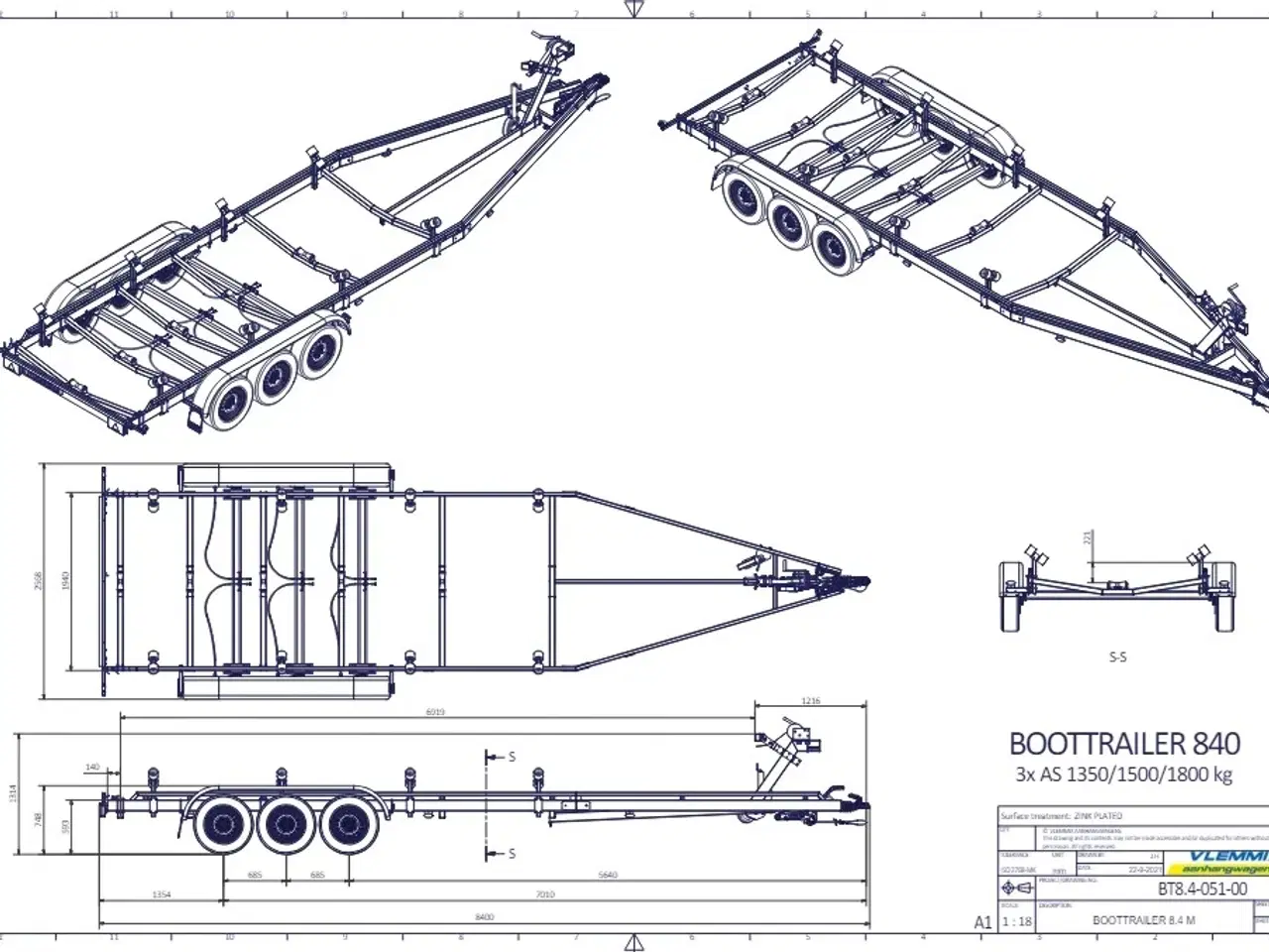 Billede 3 - Vlemmix Kølbådtrailer 840x250 3500 TR3