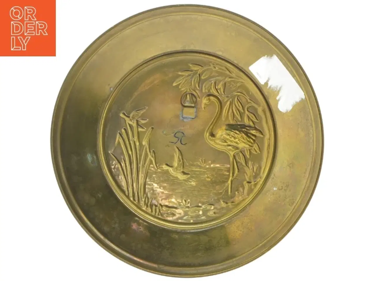 Billede 4 - messing platte med fugle motiv (str. 26x2 cm)