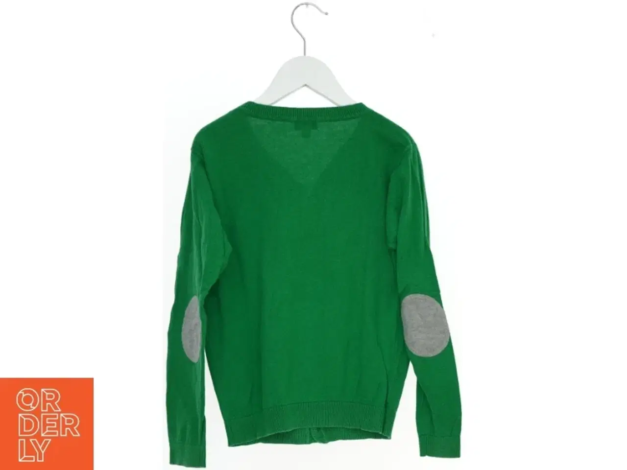 Billede 2 - Grøn cardigan med sølv albuelapper fra Norlie (str. 134)