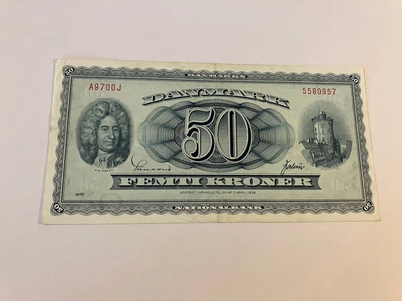 Billede 1 - 50 Kroner 1970 Erstatningsseddel Danmark