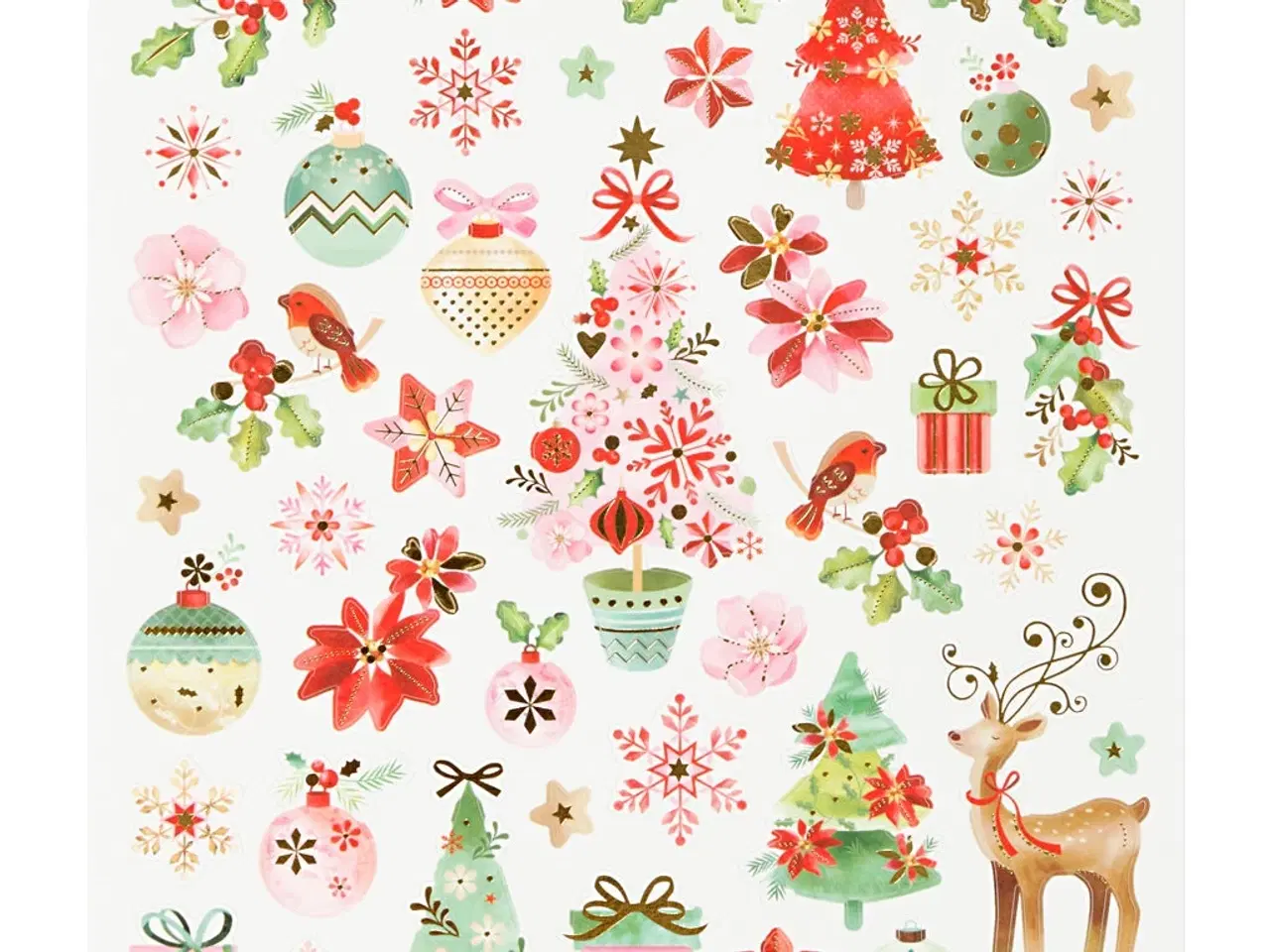 Billede 1 - Stickers, romantisk jul, ark 15x16,5 cm, 1 ark