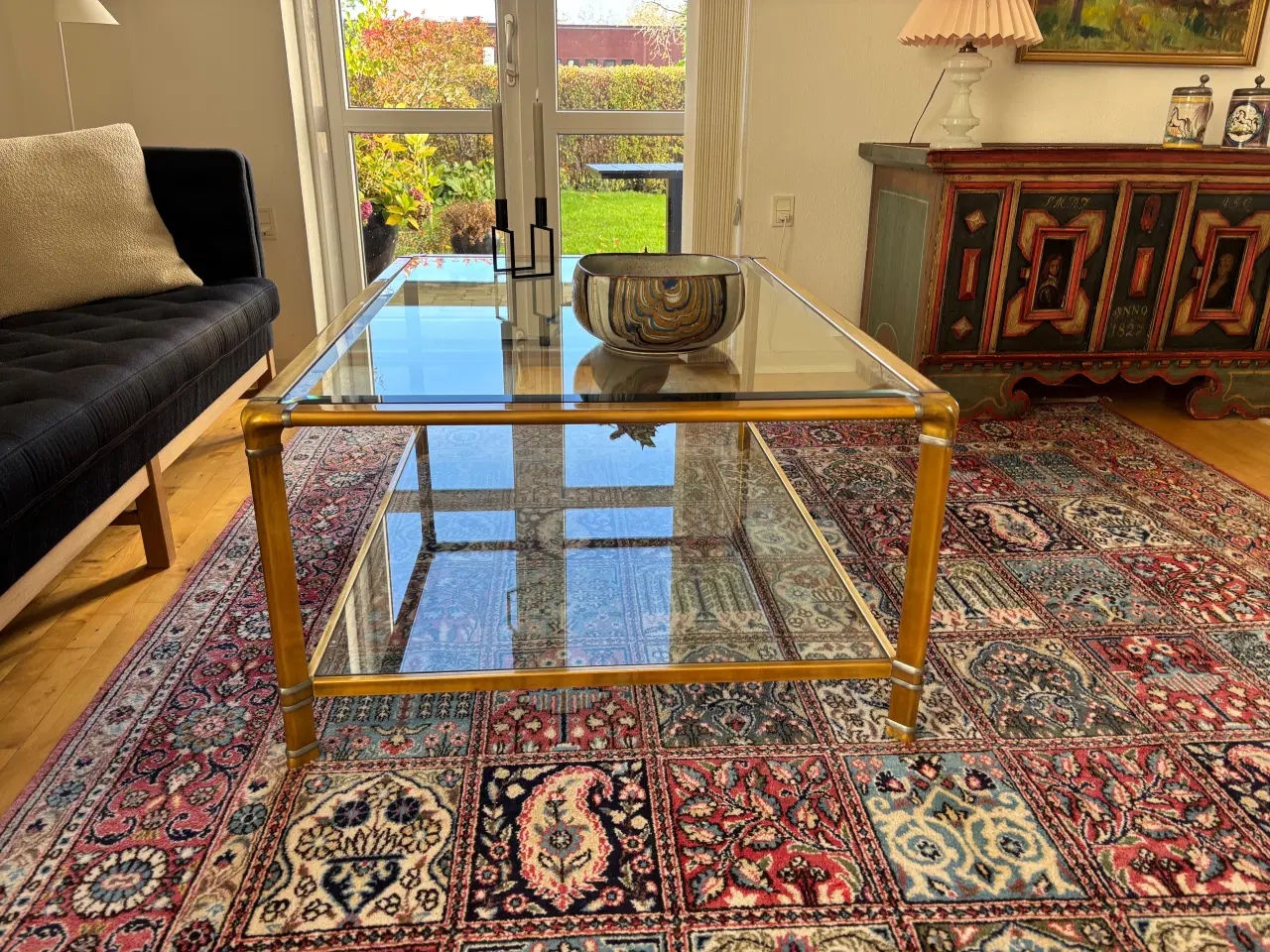 Billede 1 - Sofabord med facetsleben glasplade