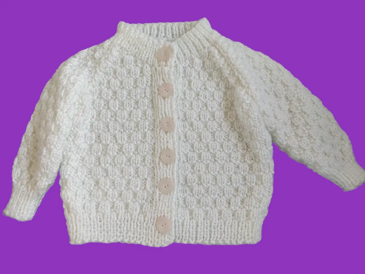 Billede 1 - håndlavede hvid baby cardigan sweater, str. 80