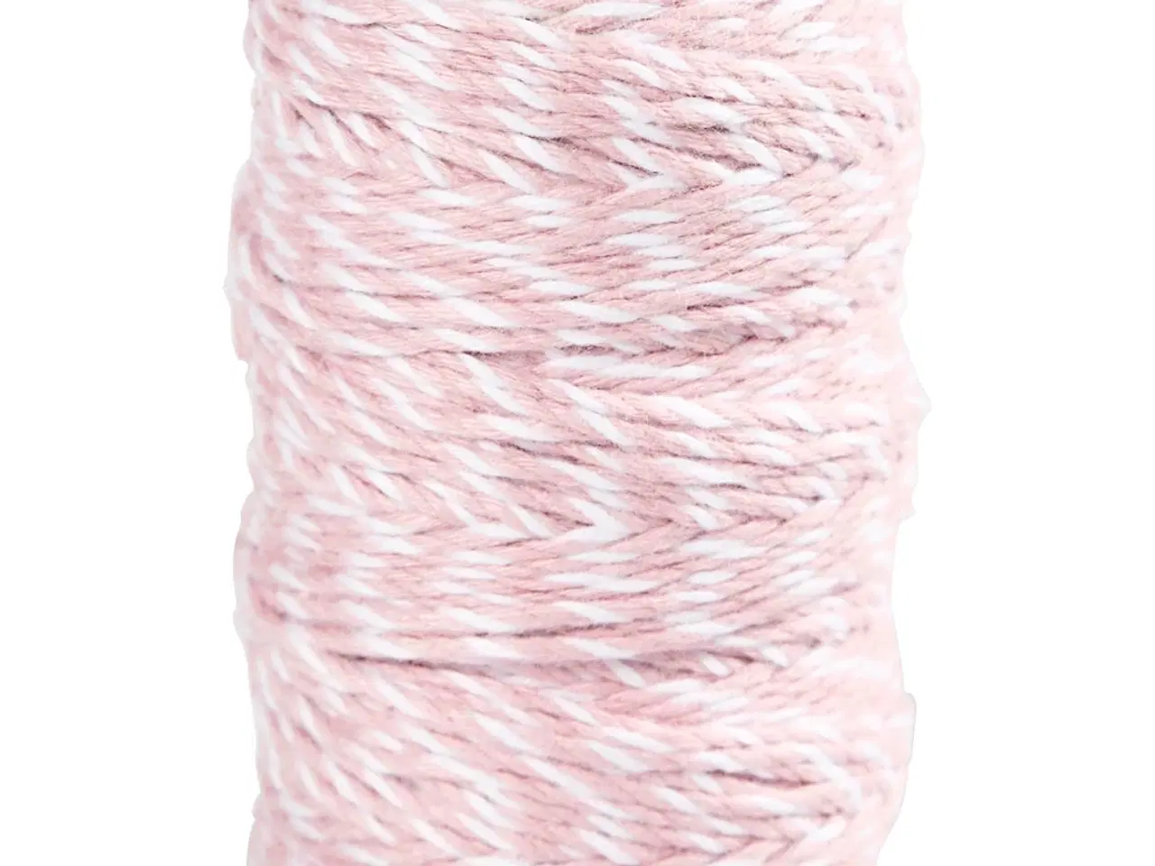 Billede 1 - Bomuldssnor, tykkelse 1,1 mm, hvid/lys rød, 50m/ 1 rl.