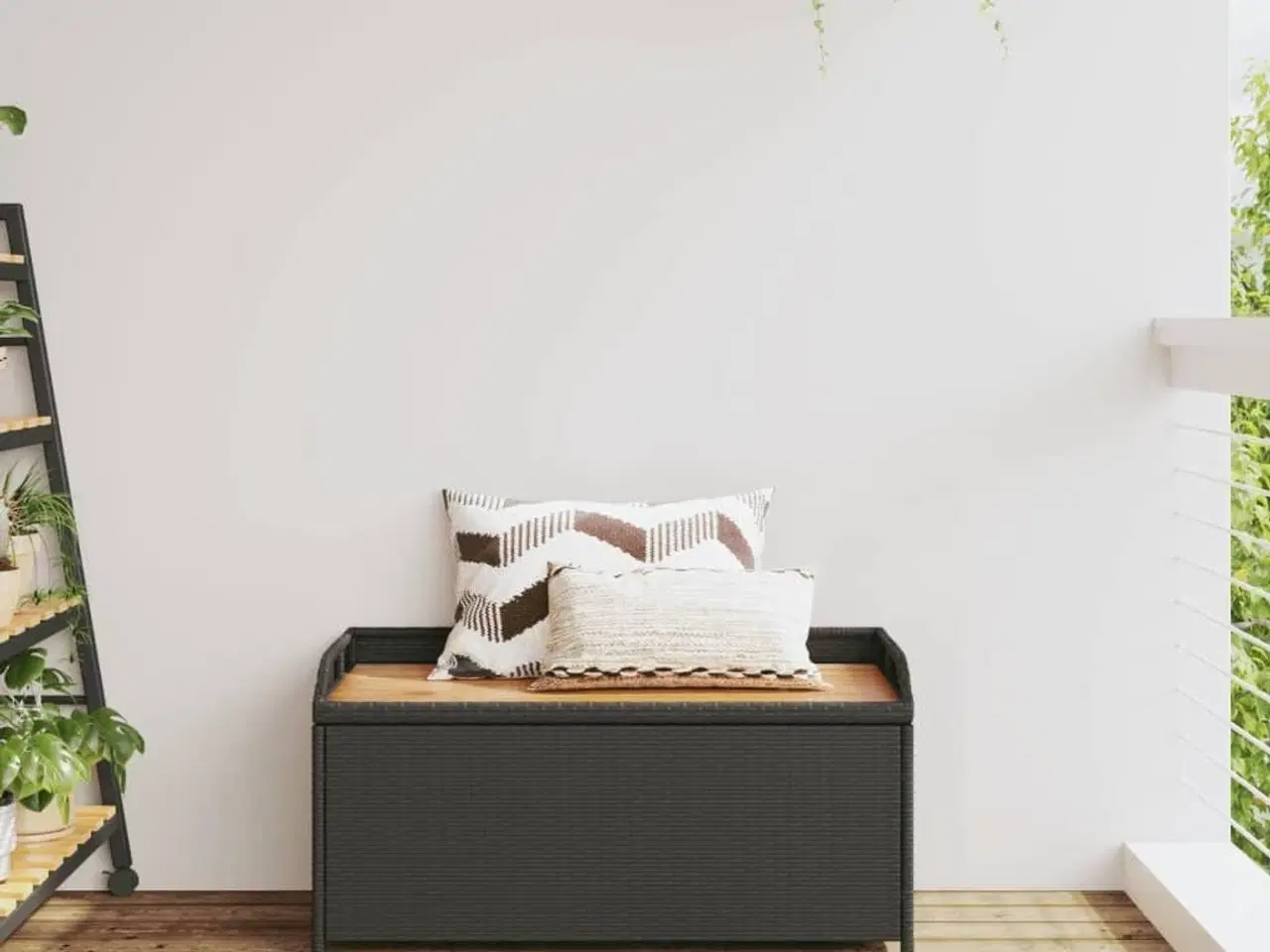 Billede 3 - Opbevaringsbænk 100x50x52 cm polyrattan og akacietræ sort