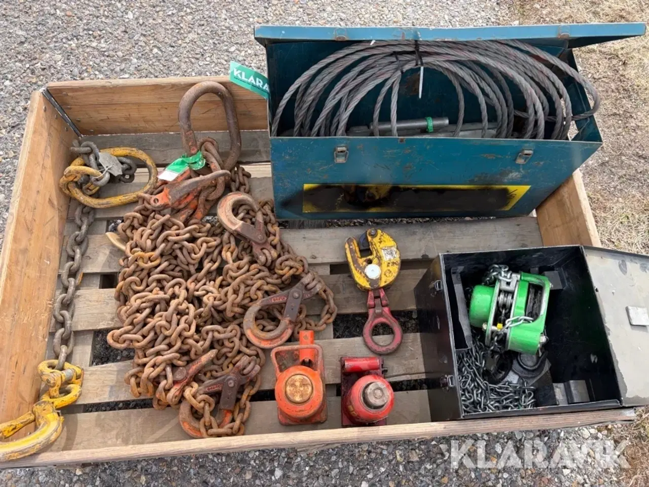Billede 1 - Kædetalje trifortalje kædeslængder pladeklo og donkrafte samlet lot