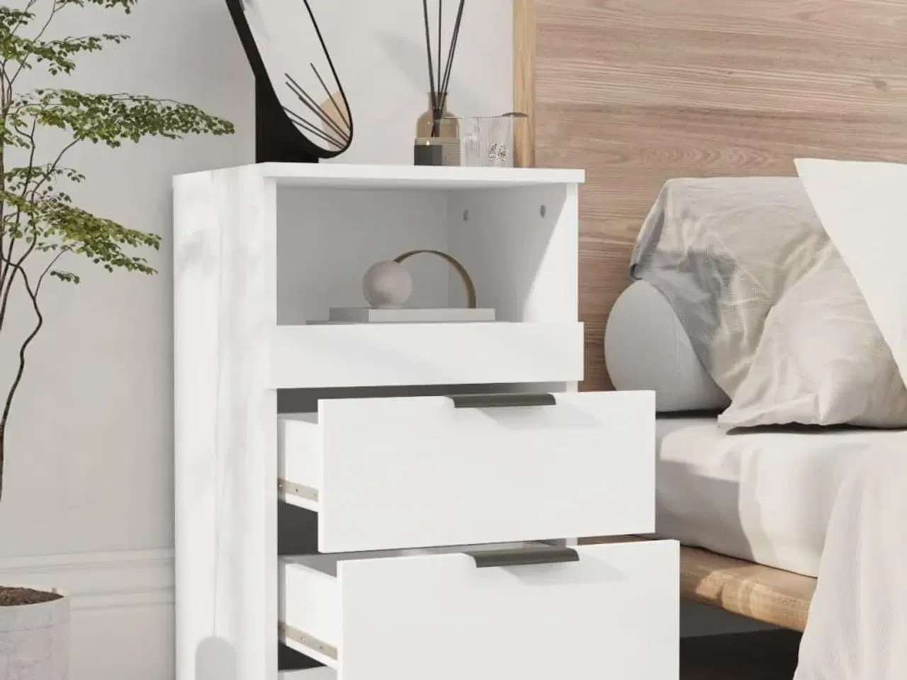 Billede 8 - Sengeborde 2 stk. konstrueret træ hvid
