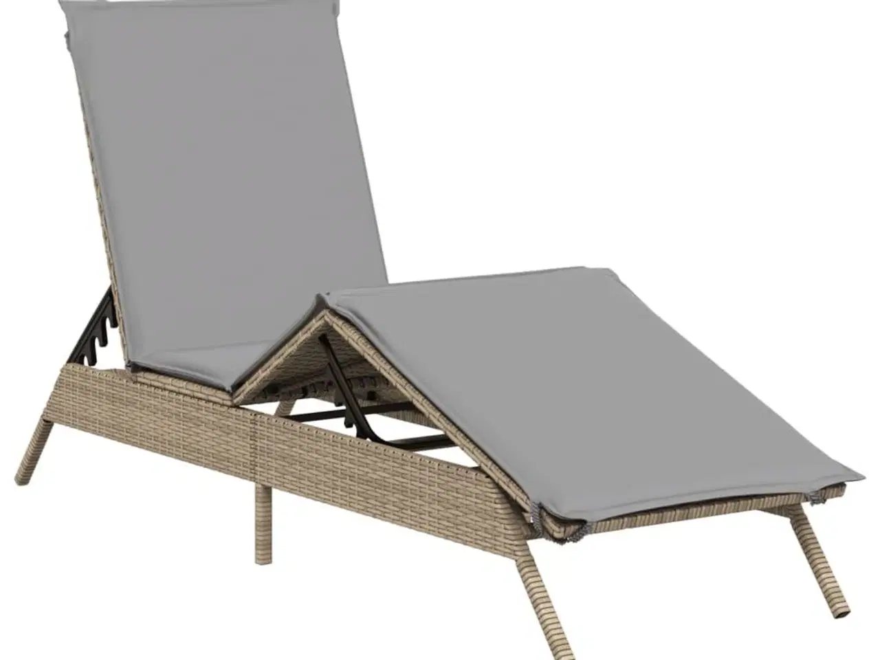 Billede 2 - Liggestol med hynde polyrattan beige