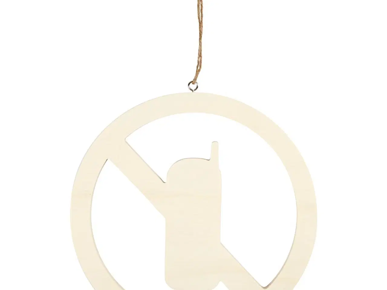 Billede 1 - Elegant skilt: Mobiltelefoner forbudt i lyst træ